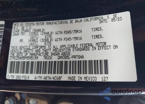 2023 Toyota Tacoma Sr V6 z USA, uszkodzony, nr VIN 3TMCZ5AN5PM595199